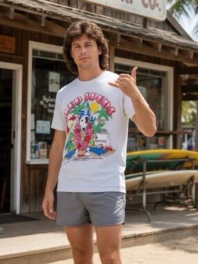 Vintage Spuds McKenzie Tee gray multicolor 1987 on a Oneida Power T brand tee  M